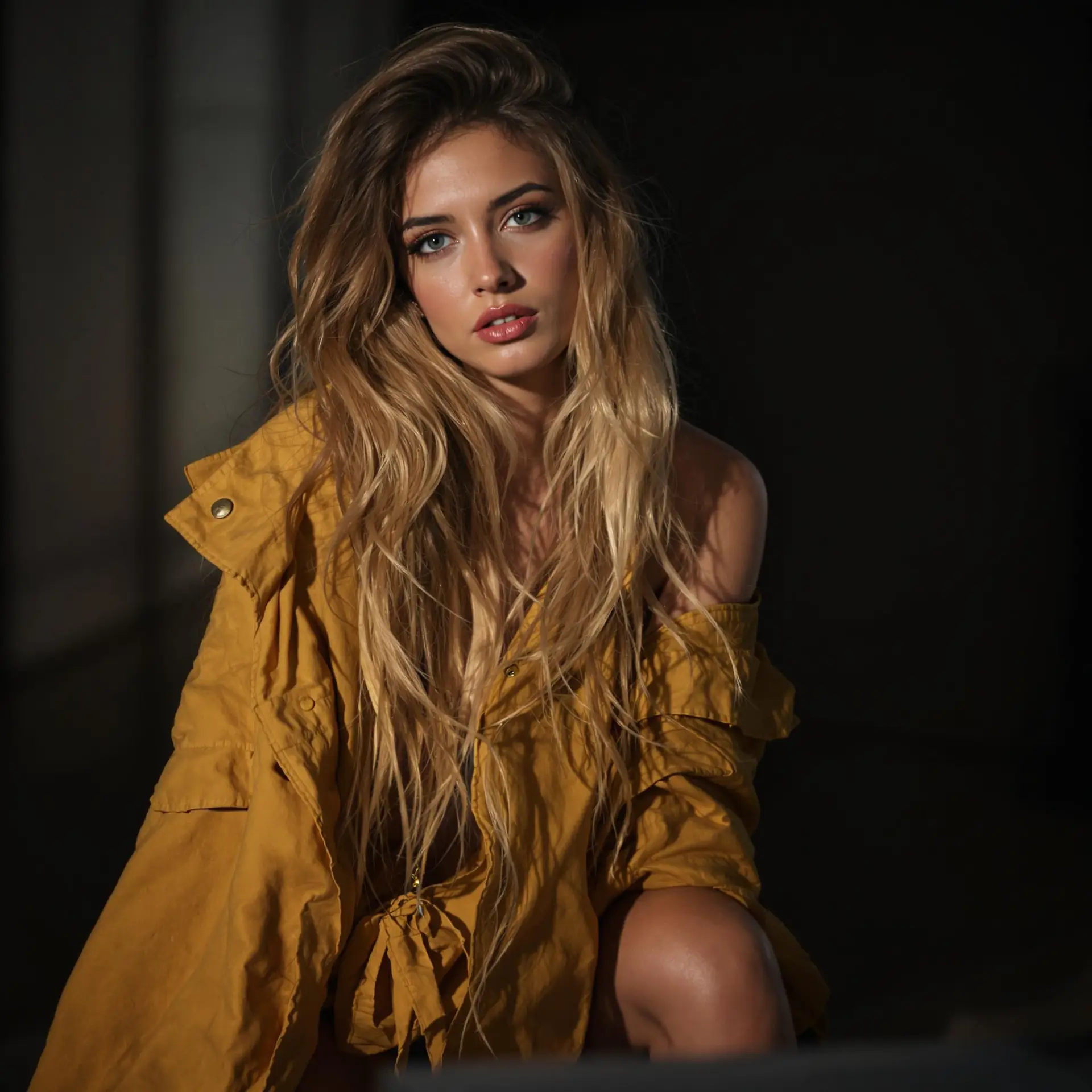 Beautiful charming model in a studio, made with AI fashion technology